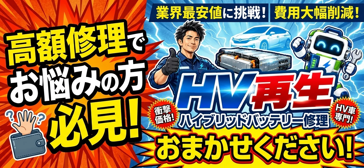 高額修理でお悩みの方へ。HVバッテリー再生・修理のご案内